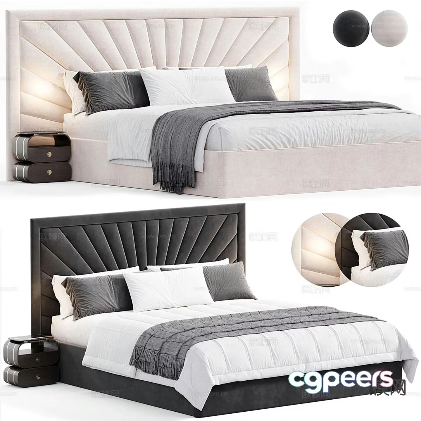Italian double bed 3d model
