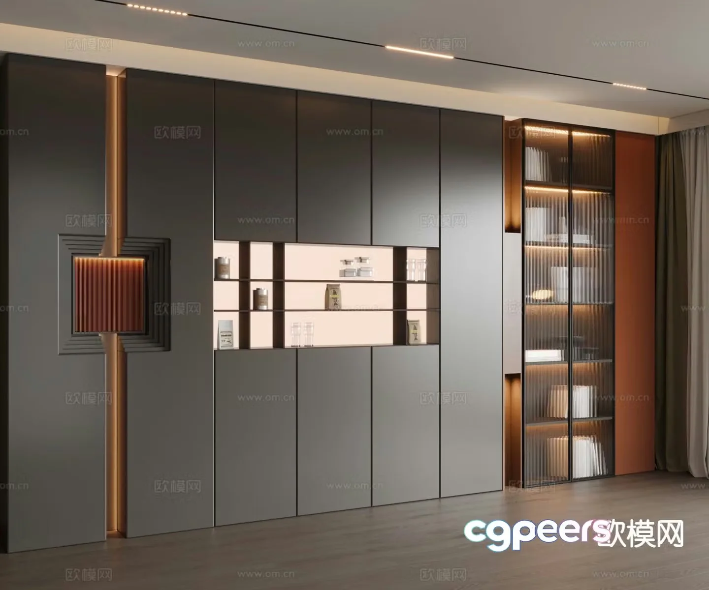 Modern decorative cabinet shelf 3d model