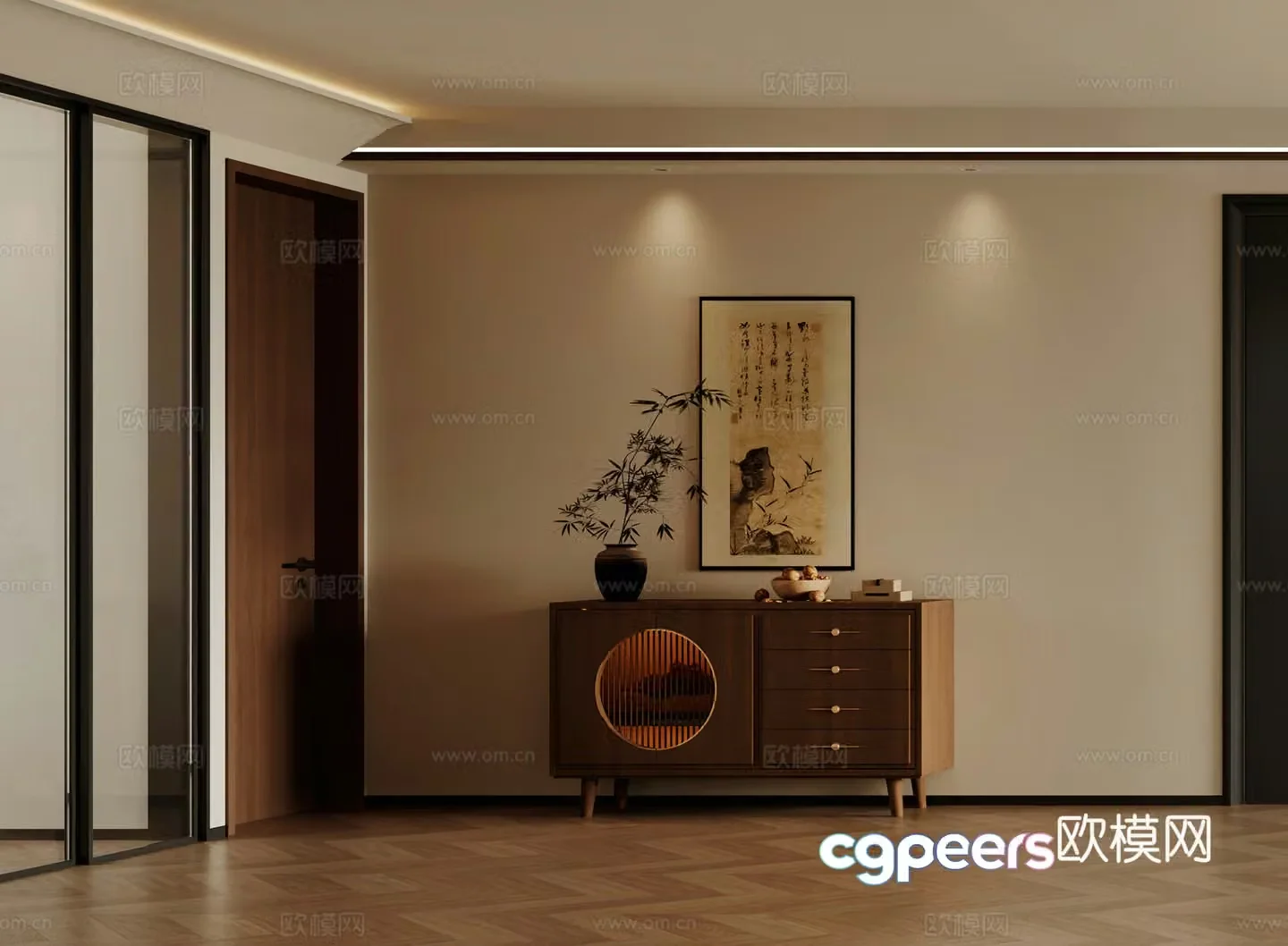 Middle-aged style porch cabinet Middle-aged style decorative cabinet Shoe cabinet New Chinese style porch cabinet Middle-aged style decorative cabinet 3D model