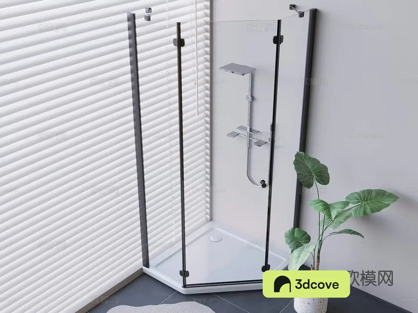 Curved glass shower room