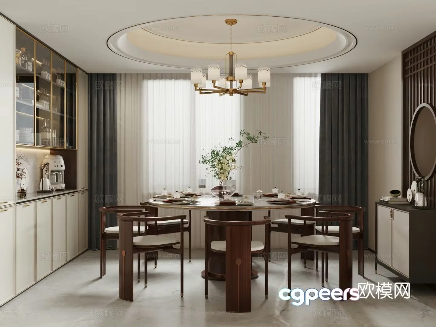 Medium vintage home restaurant Medium vintage restaurant Open restaurant Retro restaurant Dining chair 3d model