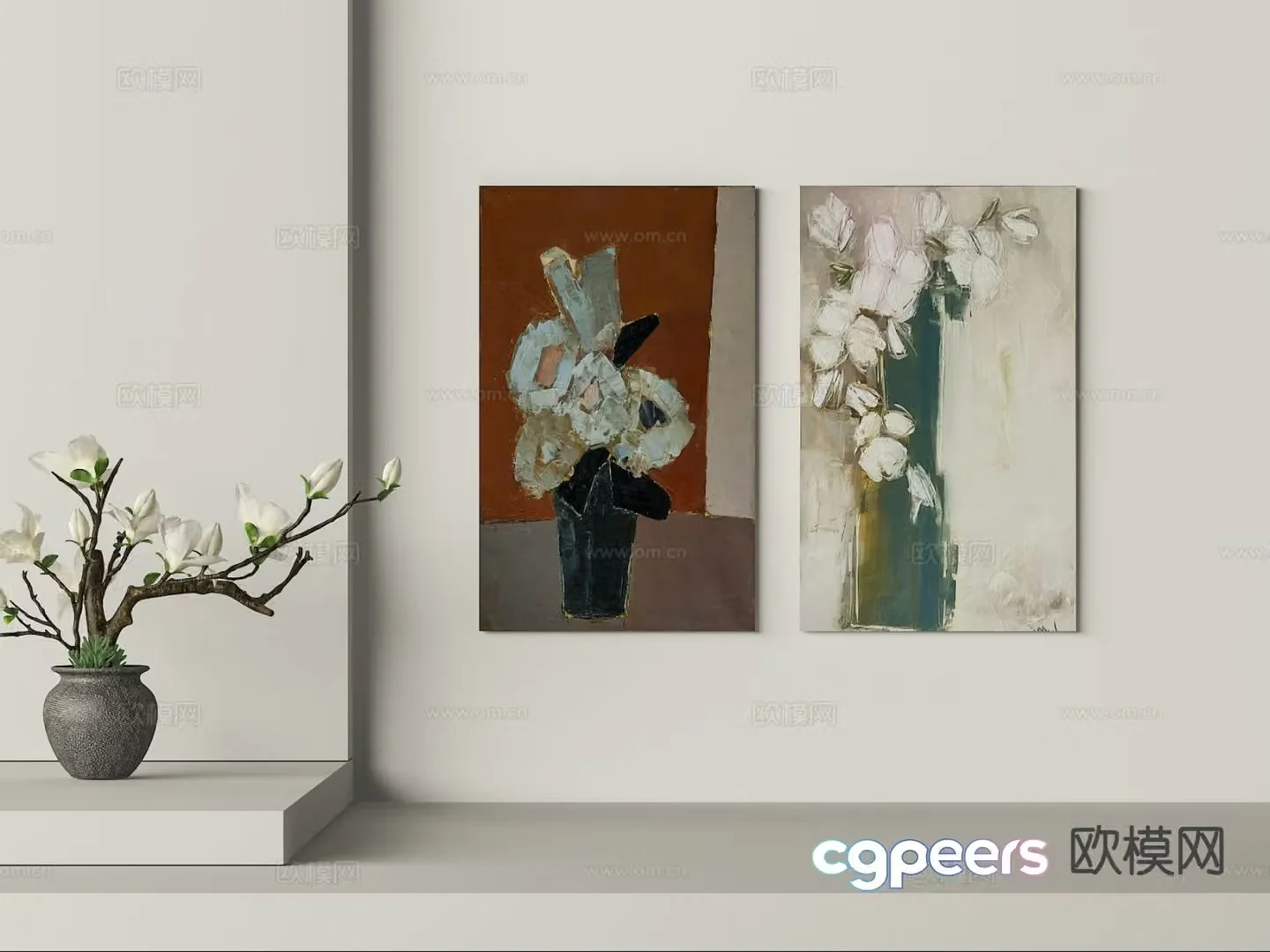Wabi-sabi painting texture painting decorative painting hanging painting 3D model