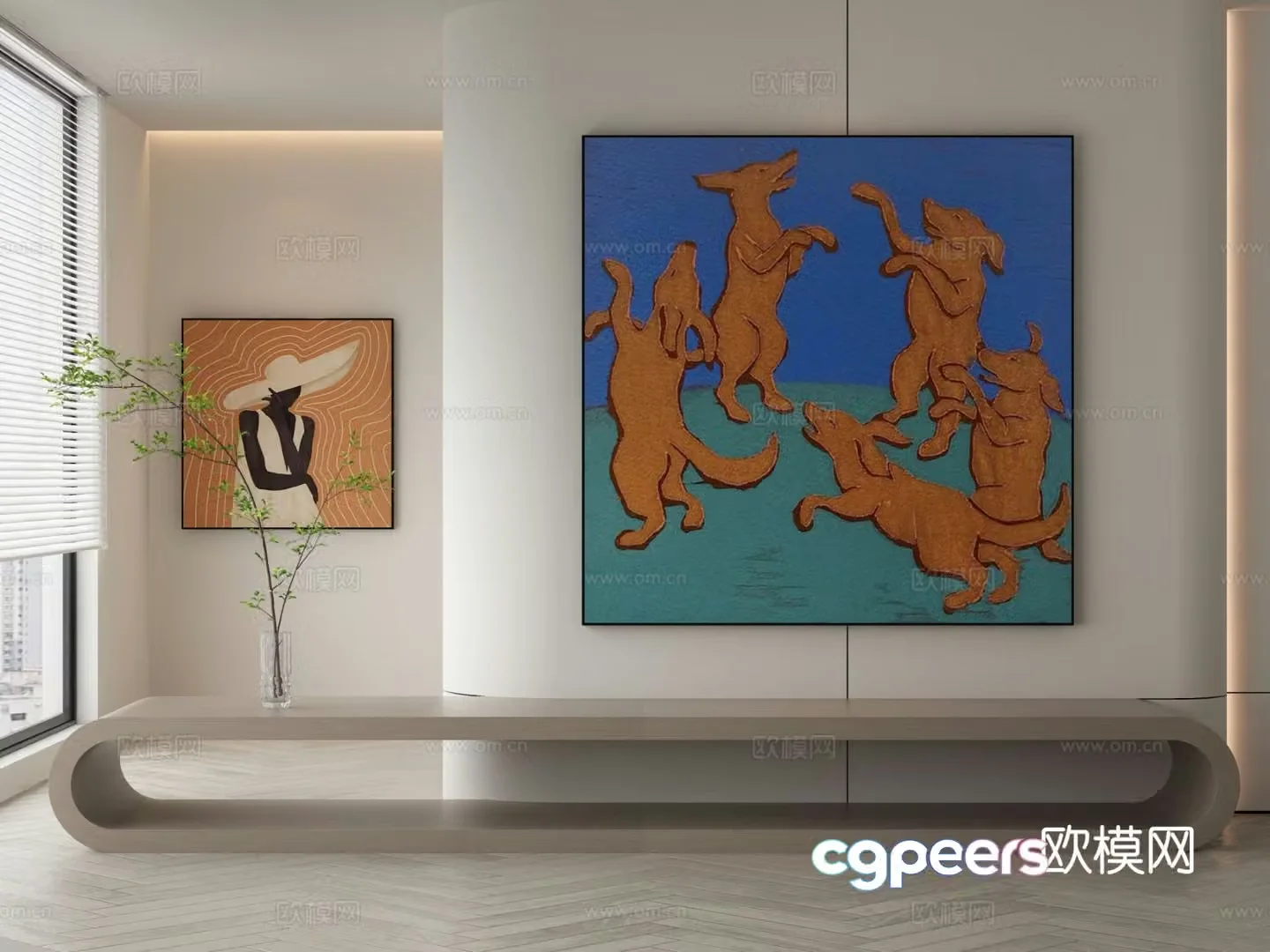 Modern abstract painting decorative painting 3d model