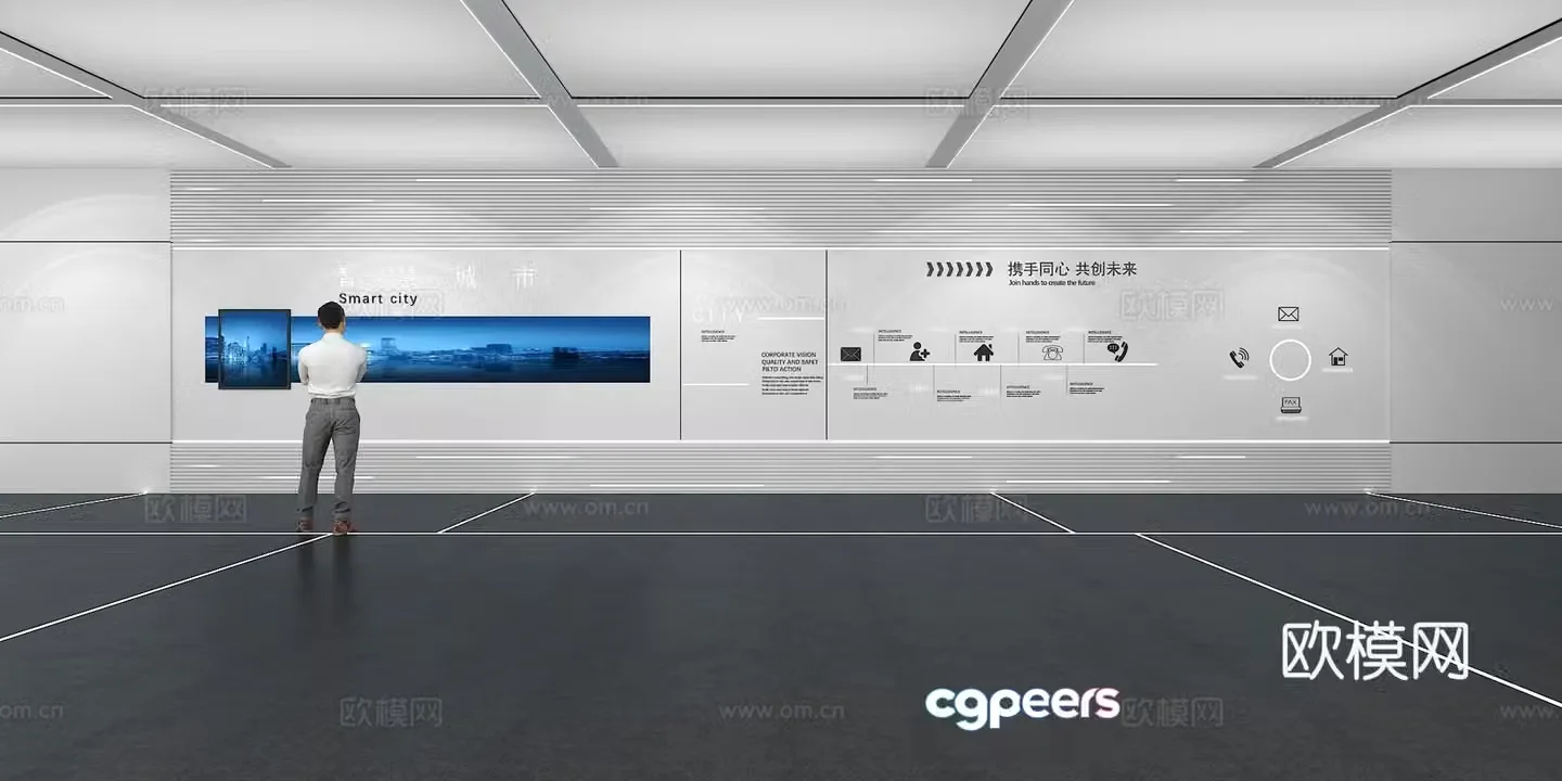 Cultural wall Corporate culture wall Display wall Theme wall Exhibition hall Campus culture Corridor 3D model