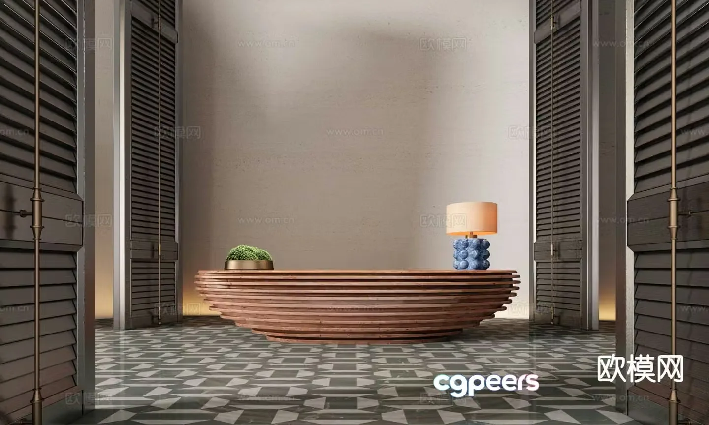 Hotel front desk reception desk service desk 3d model