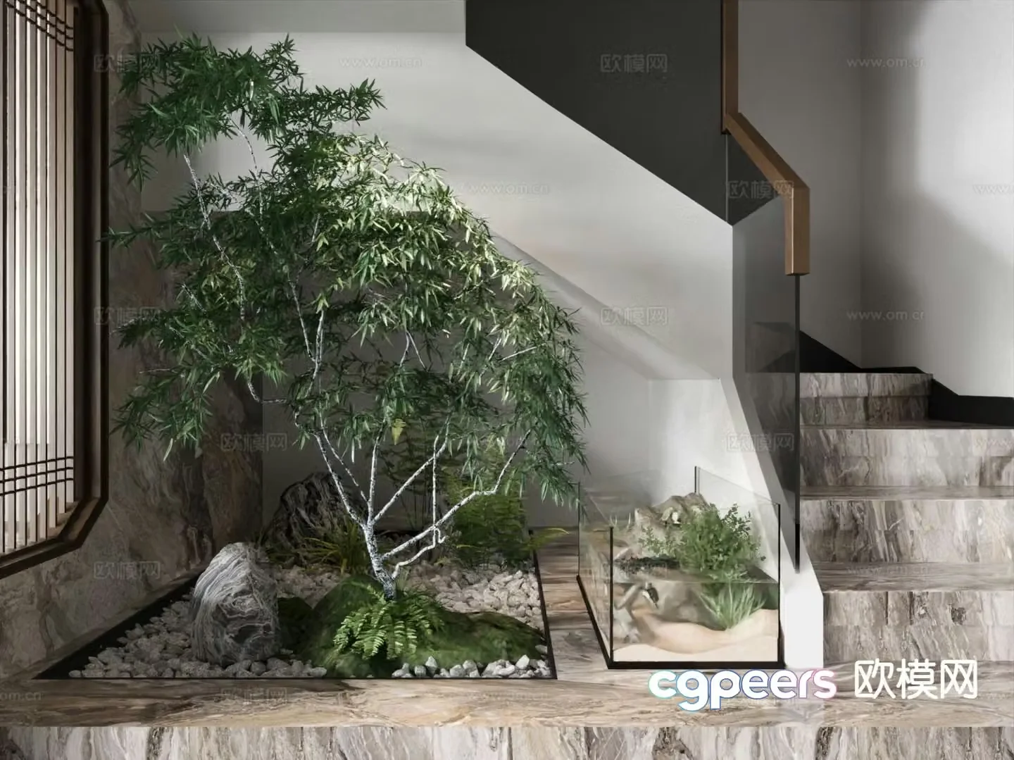 Modern interior landscape staircase landscape 3d model