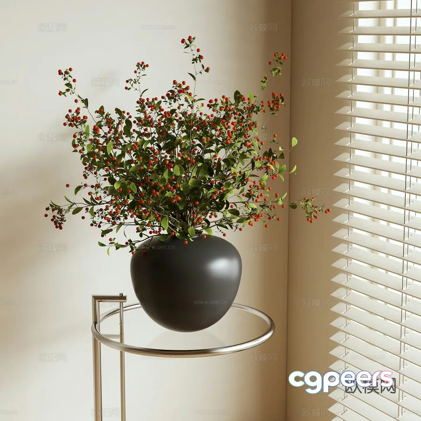 Modern flower arrangement green plant 3d model