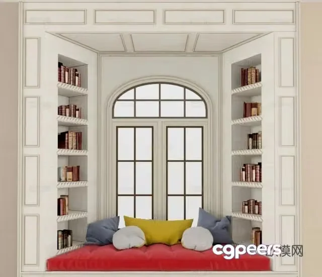 European table and cabinet balcony 3D model