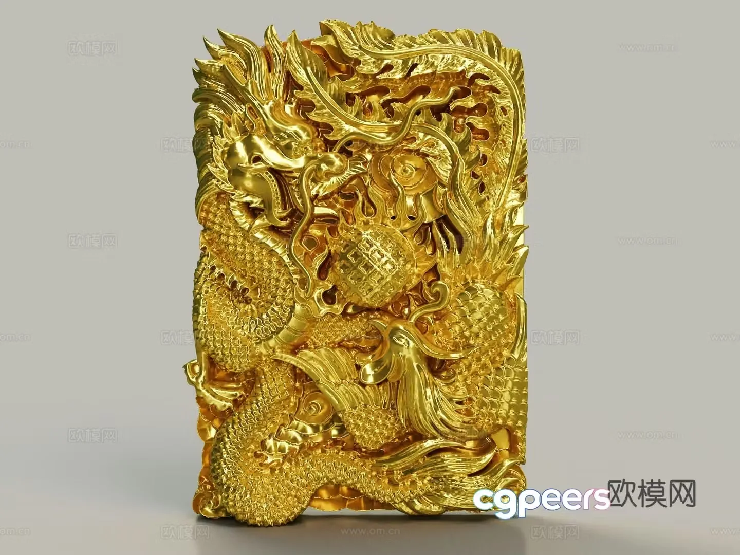 Golden Dragon Card Jewelry 3D Model