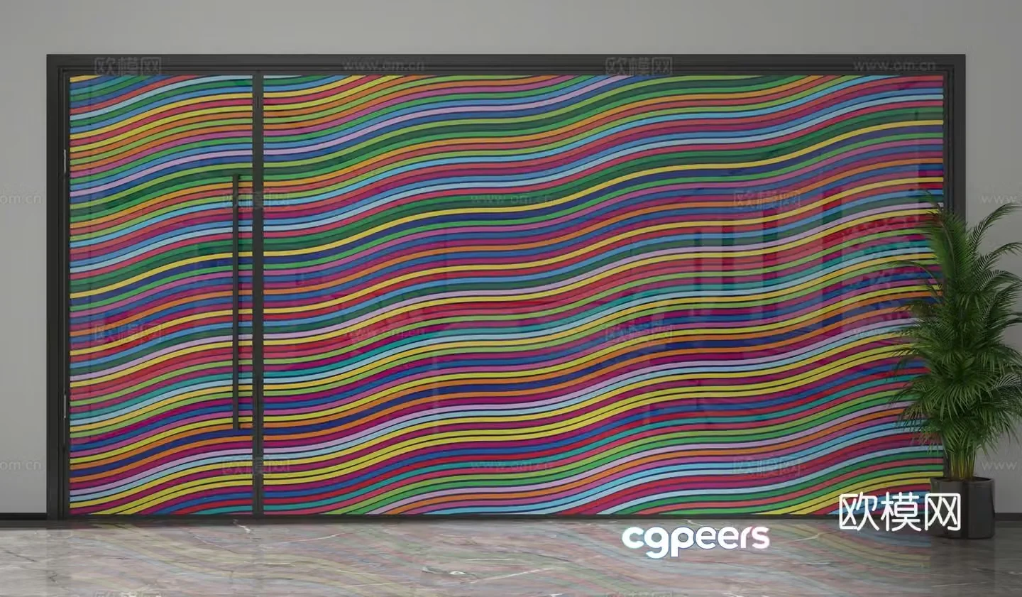 Modern glass partition 3d model