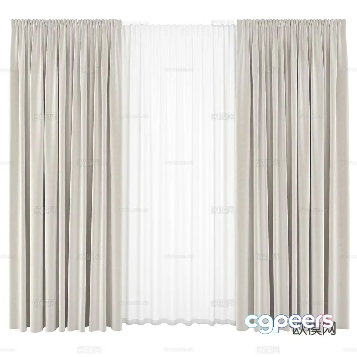 Modern fabric curtain gauze curtain 3d model