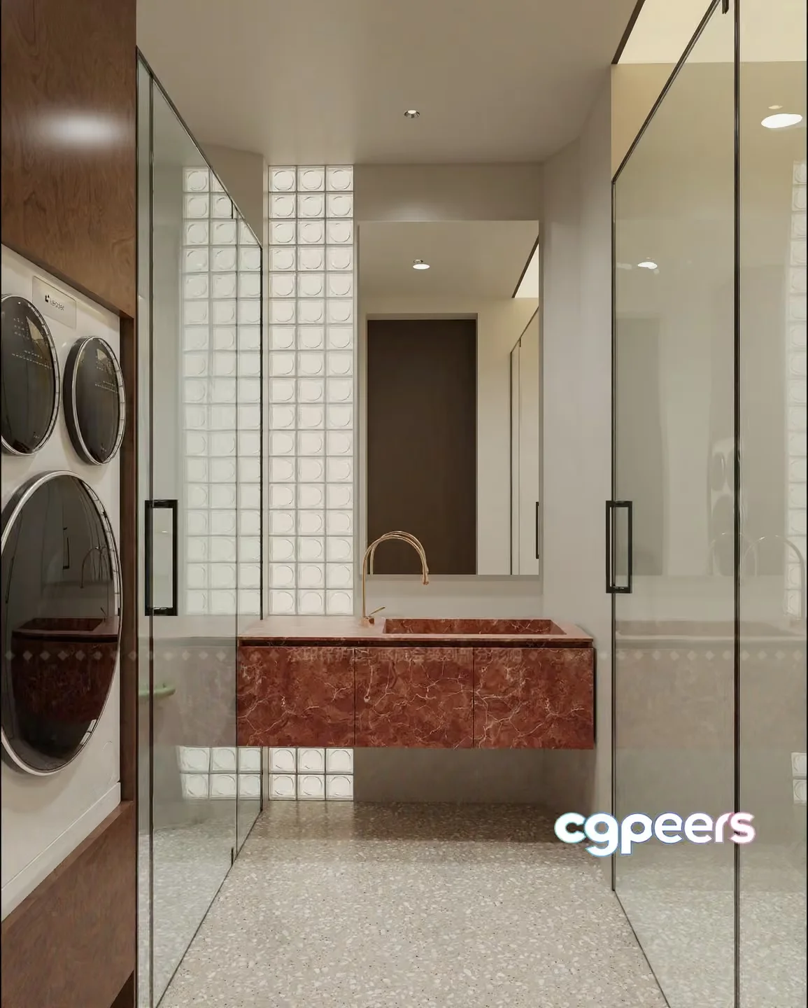 A Glass-Walled Bathroom 3D Model – 15832 – CORONA Render