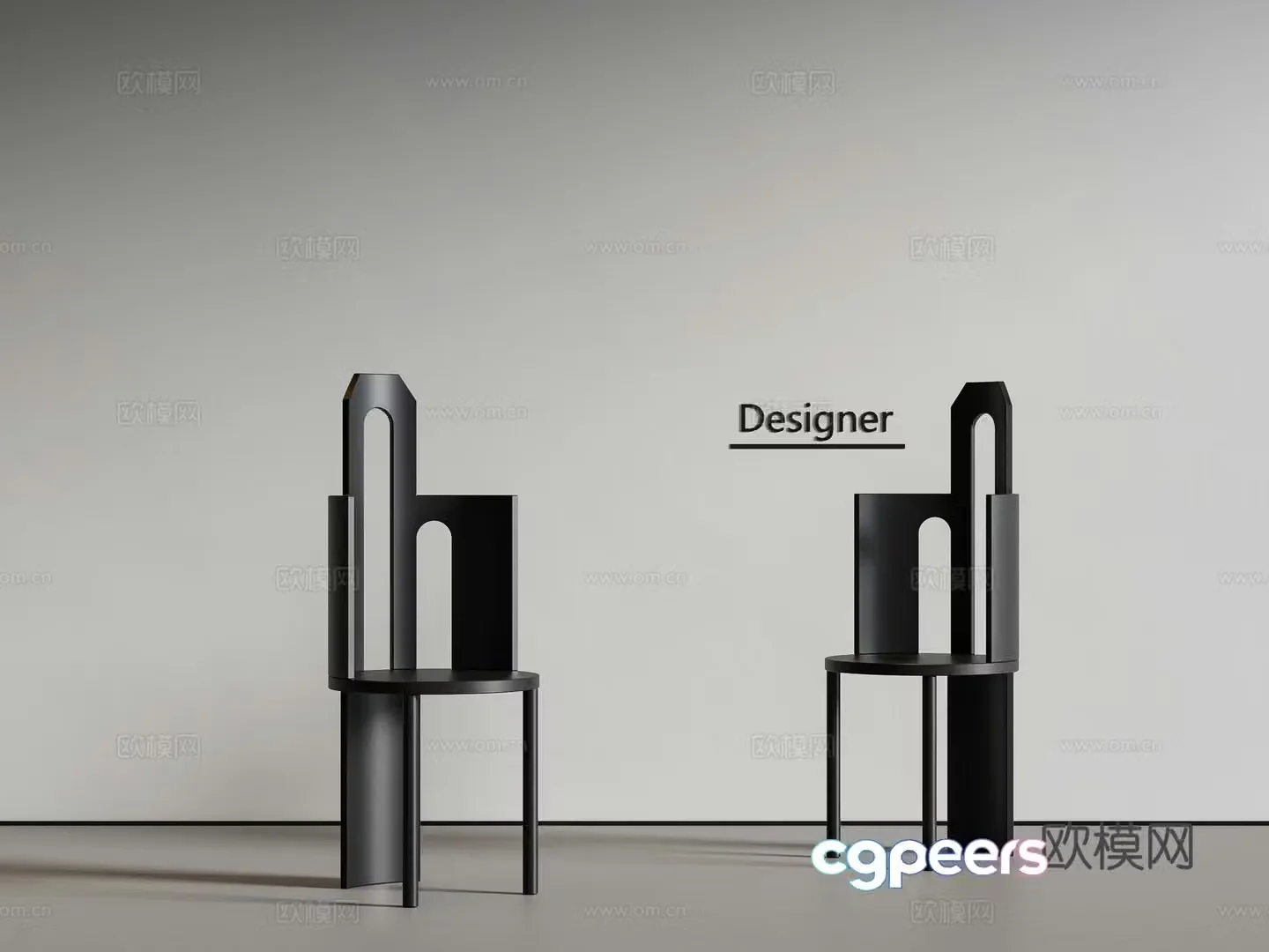 Medium style dining chair single chair solid wood 3d model