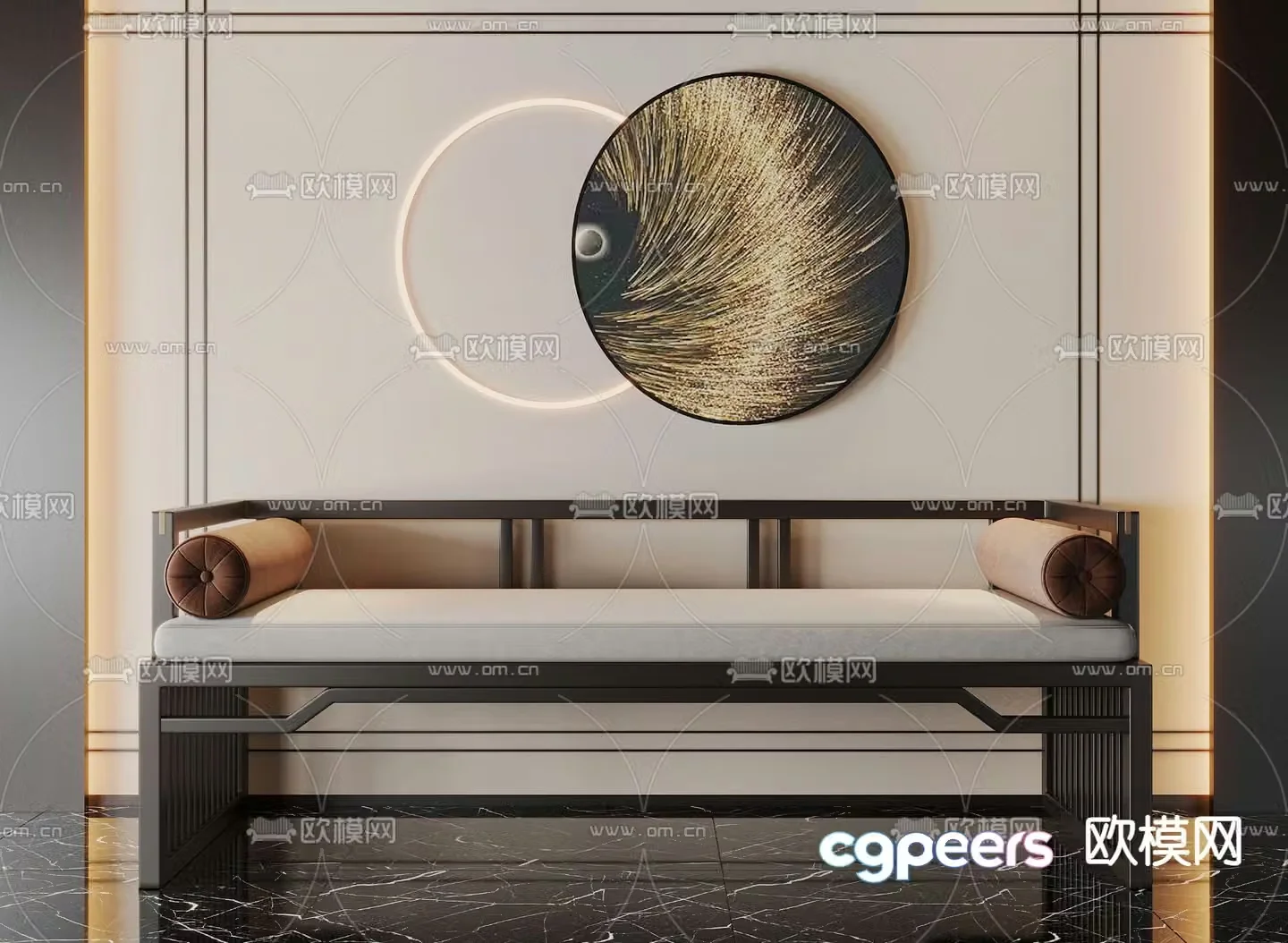 New Chinese style sofa double sofa 3d model
