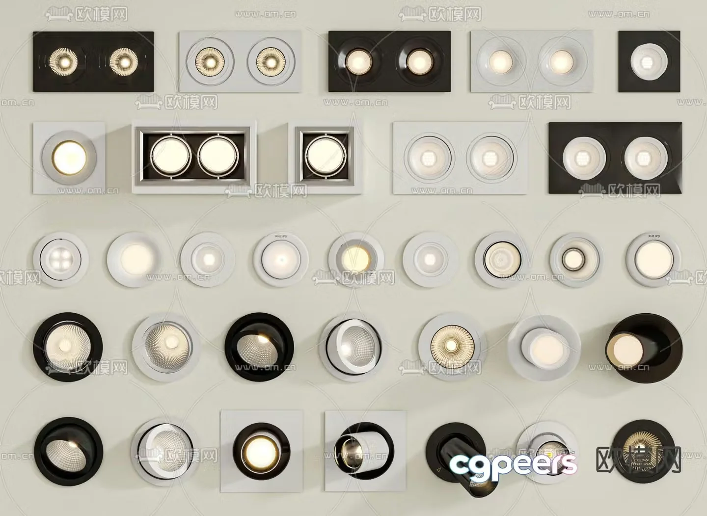 Surface-mounted downlight recessed spotlight magnetic lamp 3D model