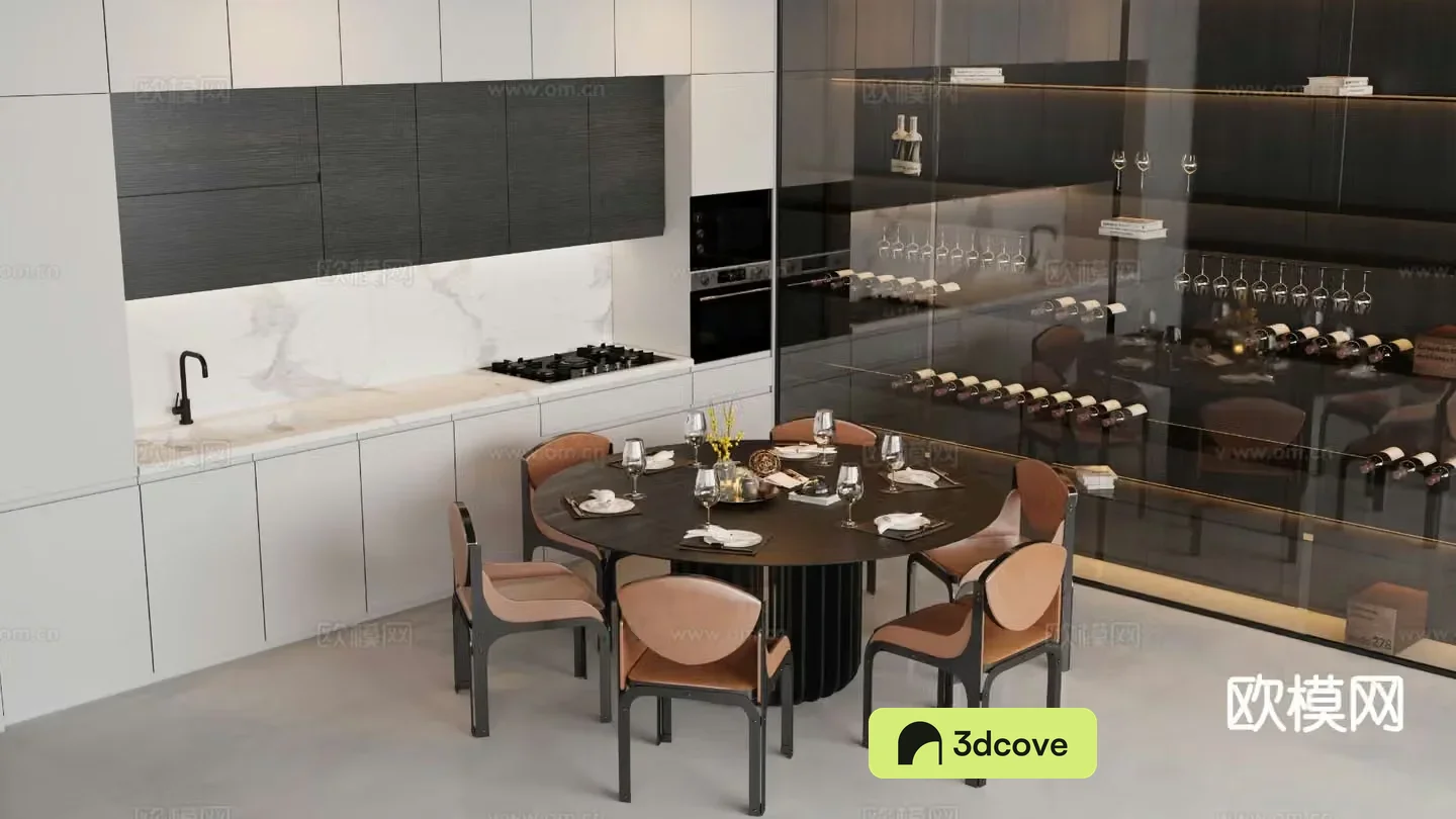 Modern dining table and chairs Western kitchen