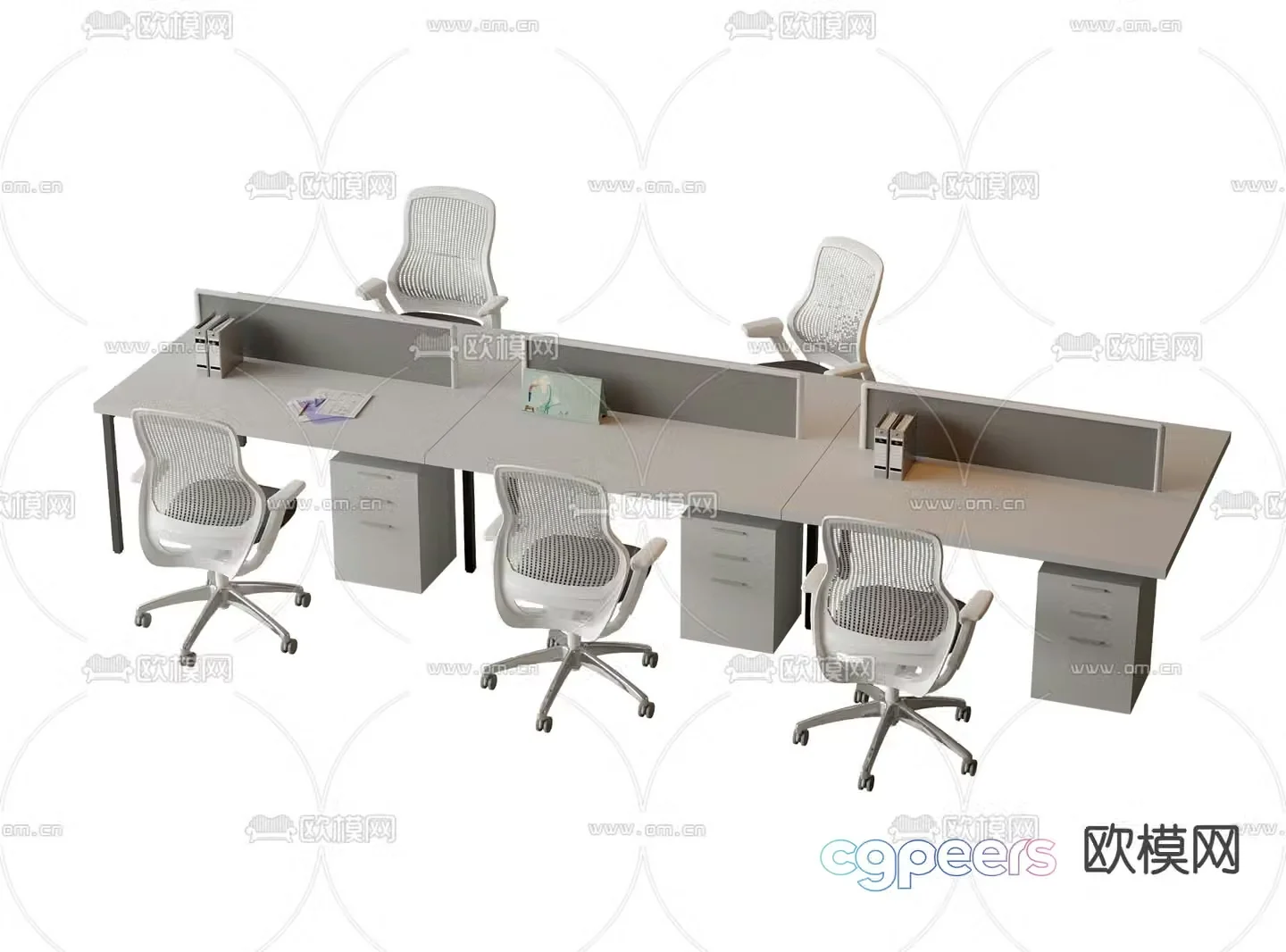 Card space desk work station post 3d model