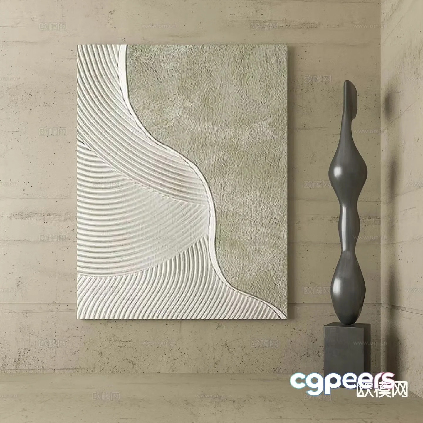 Wabi-sabi style texture painting decorative painting 3d model