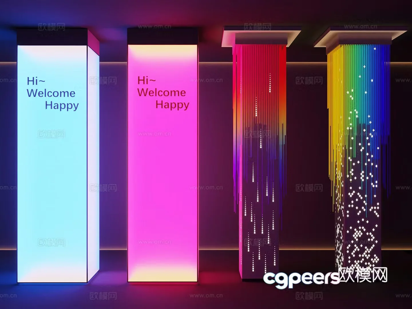 Modern light box pillar 3d model