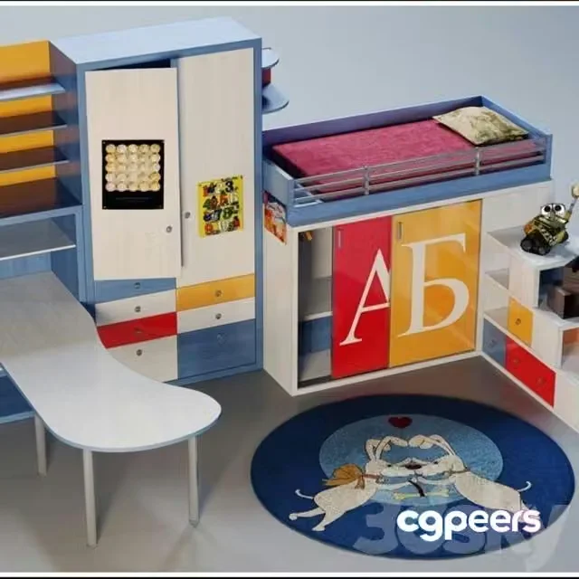 3ds Max Free – Set of furniture for childroom