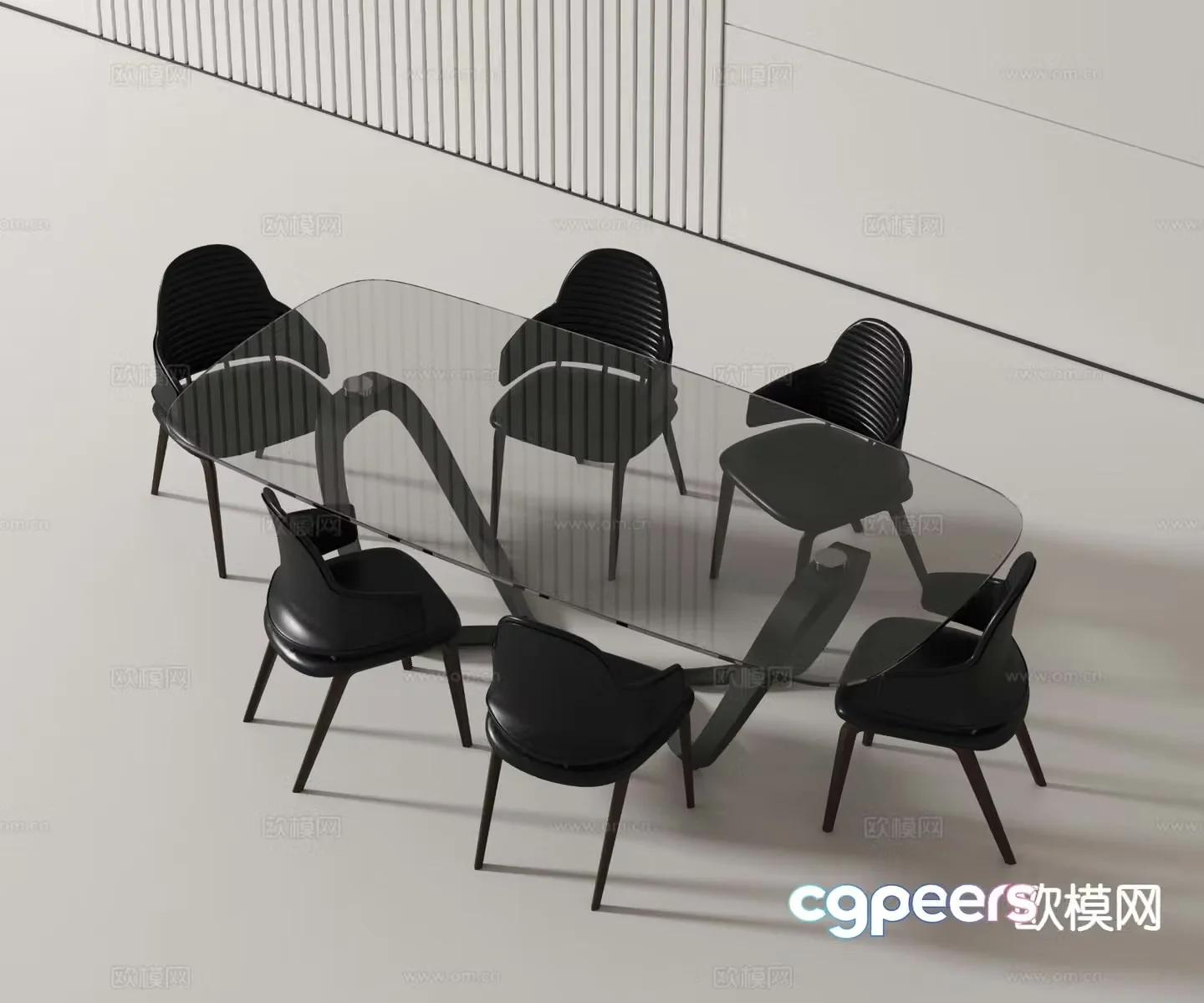 Modern dining table and chairs 3d model