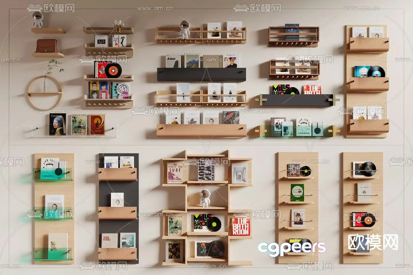 Wall hanging storage shelf bookshelf magazine rack 3d model