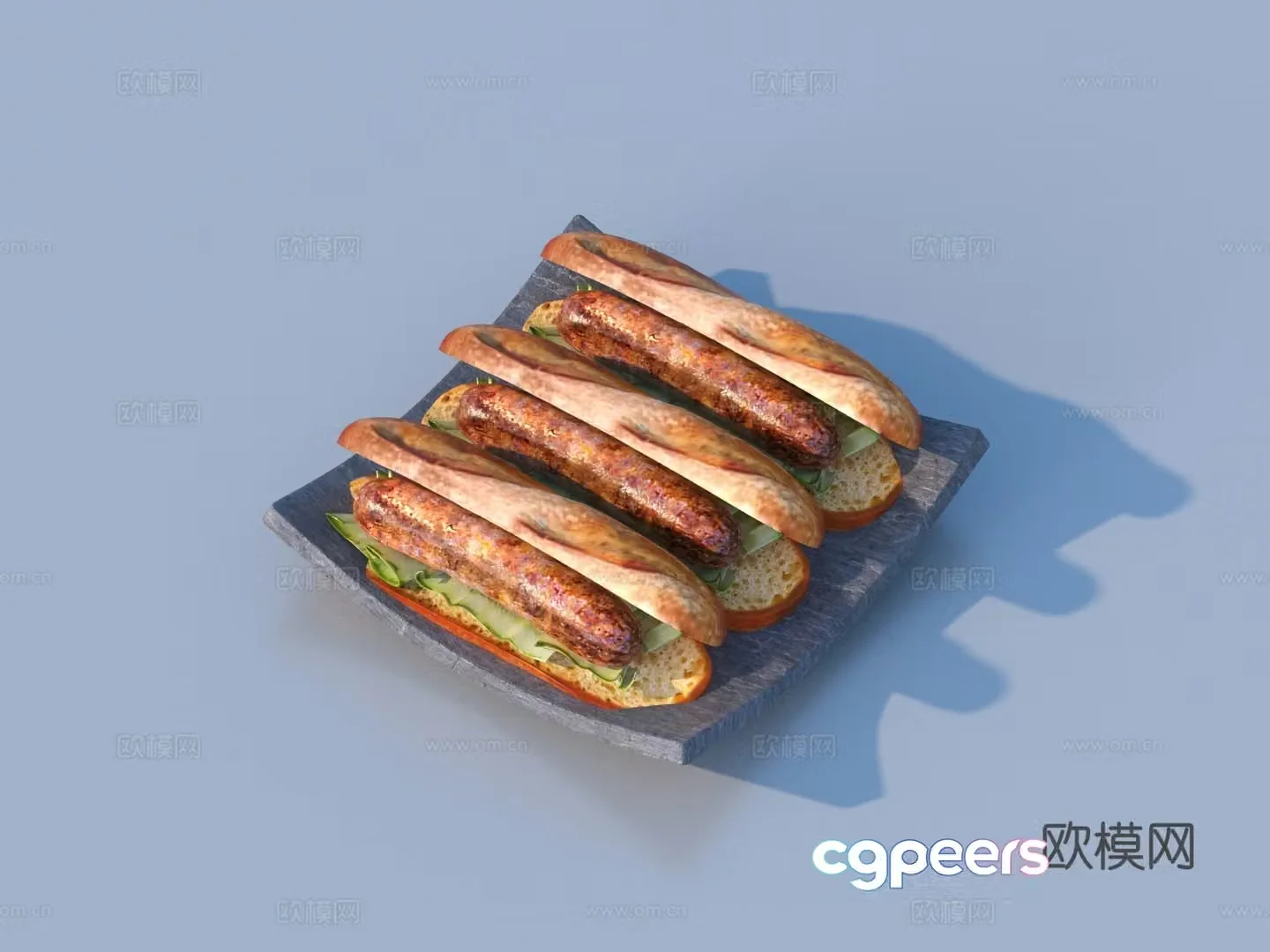 Food Ham Hot Dog 3d Model