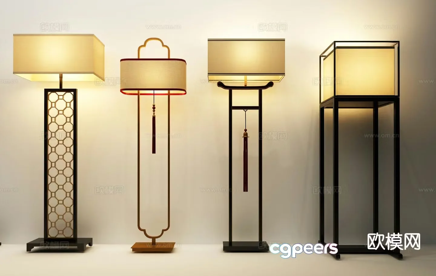 New Chinese style floor lamp 3d model