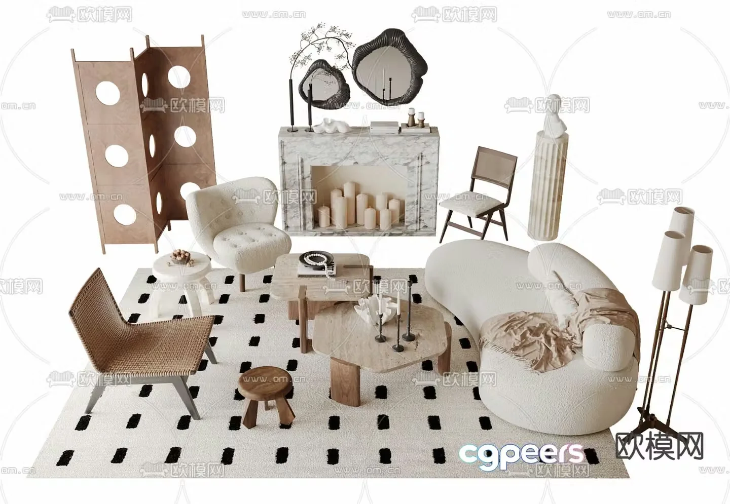 Medieval style modular sofa 3D model