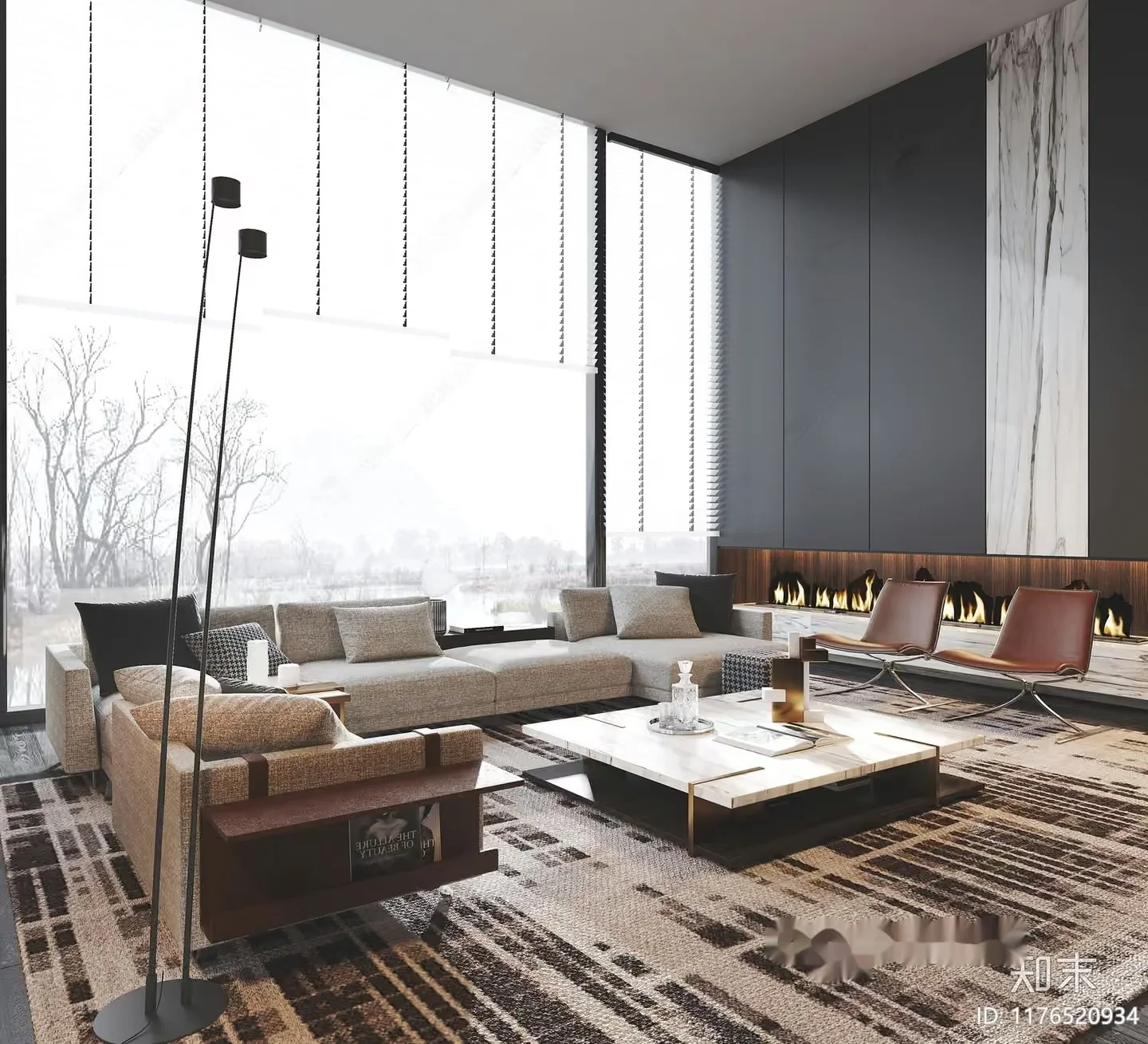 Modern Living Room 3D Model – 13591 – VRAY Render