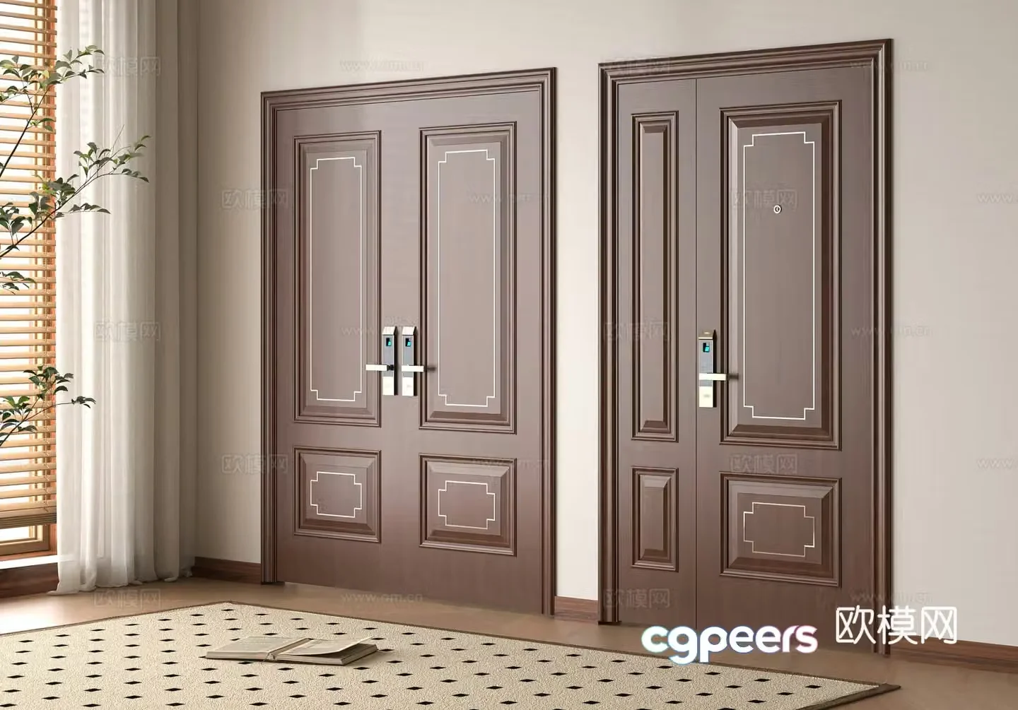 Middle-aged style entrance door 3D model