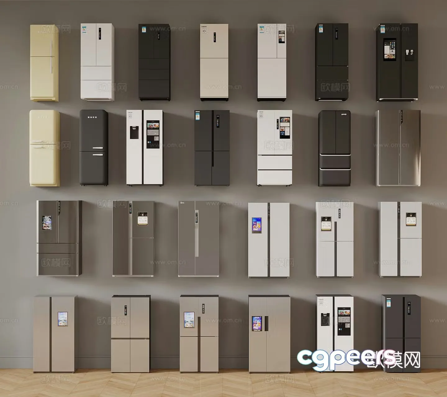 Modern electrical appliances refrigerator 3d model