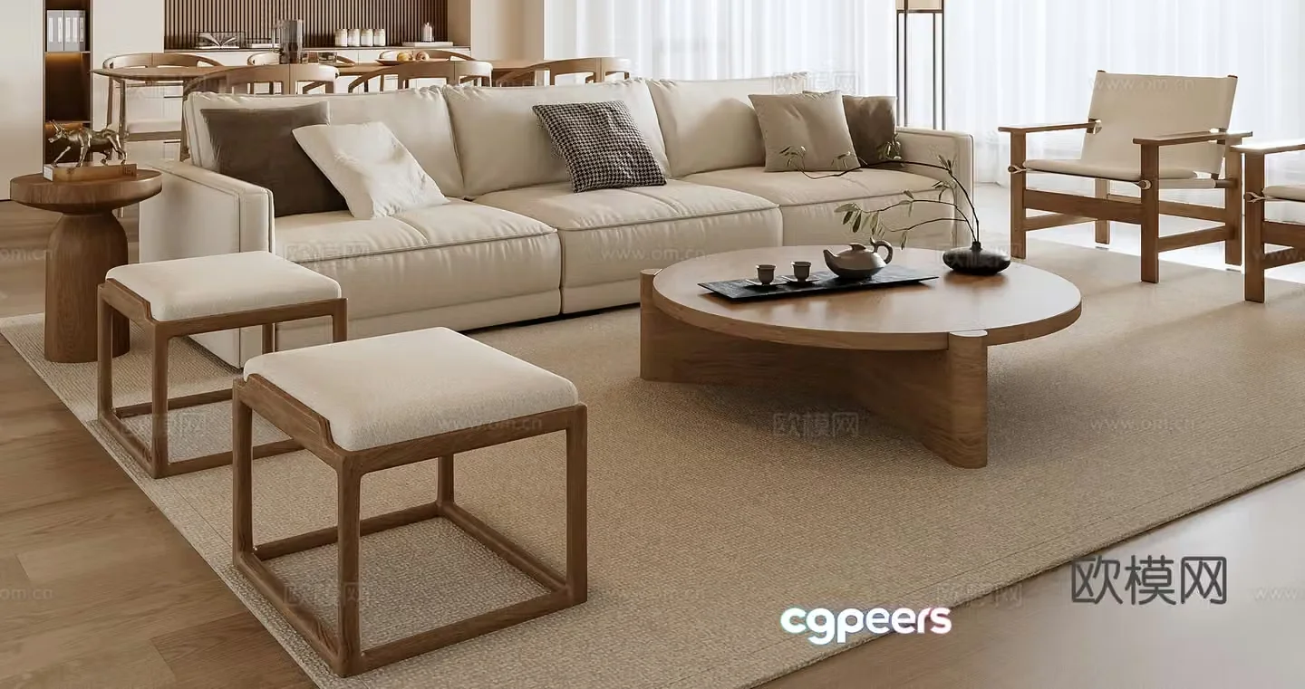 New Chinese style combination sofa 3D model