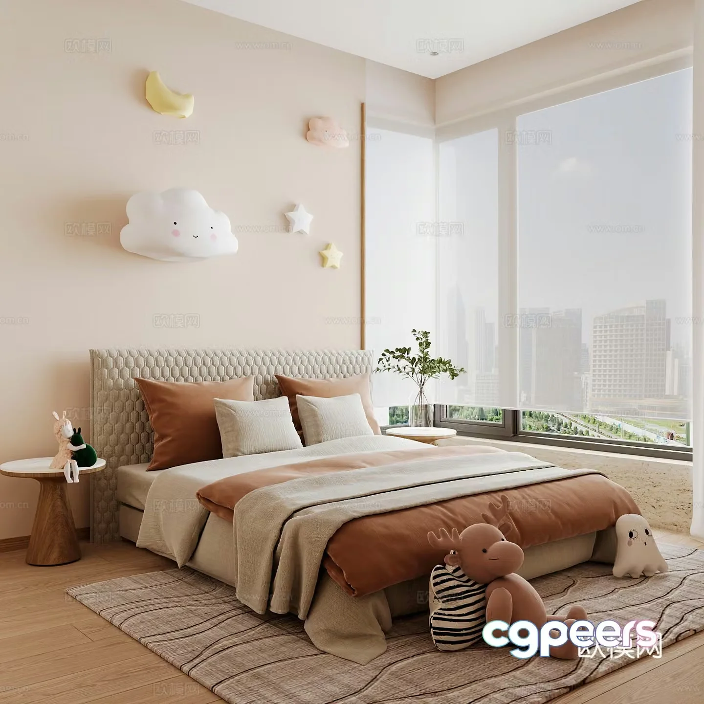 Modern children’s room boy’s room girl’s room children’s bed children’s wardrobe children’s desk 3d model