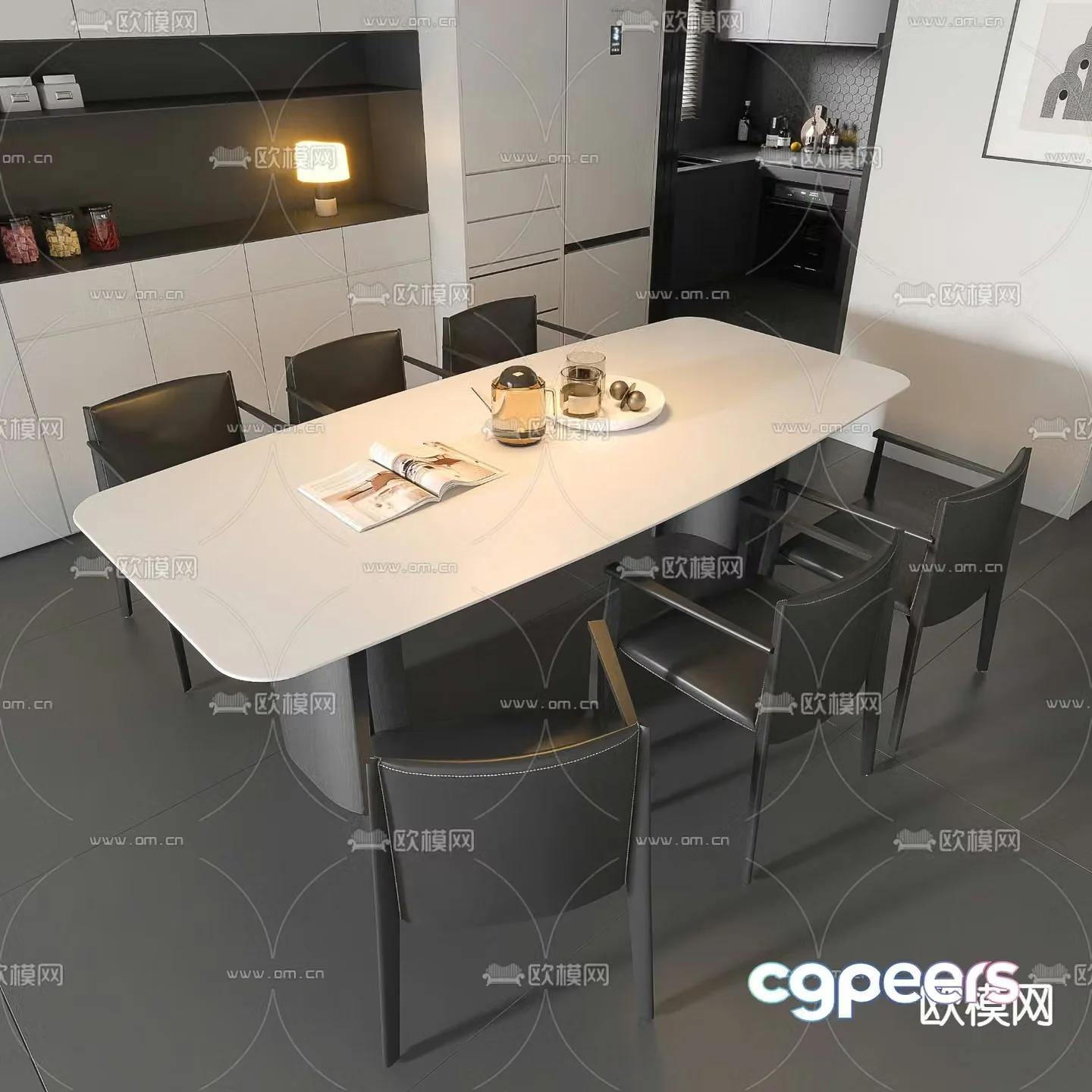 Bar dining table and chairs 3d model