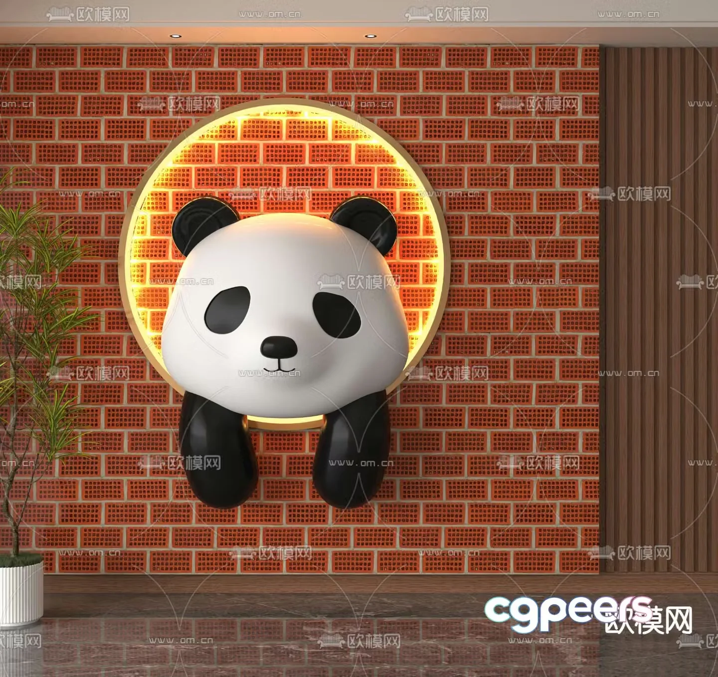 Giant Panda Background Wall Modeling Wall 3D Modeling