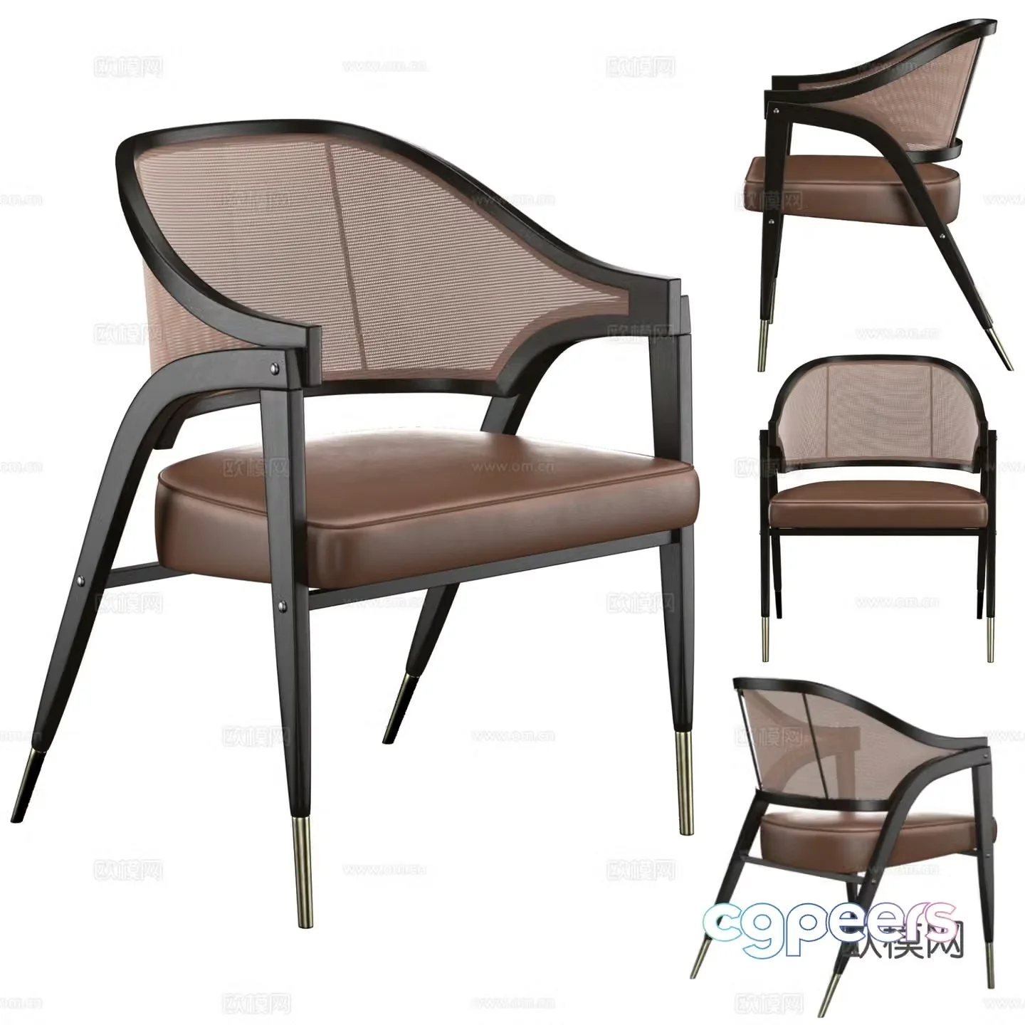 New Chinese style light luxury dining chair 3D model