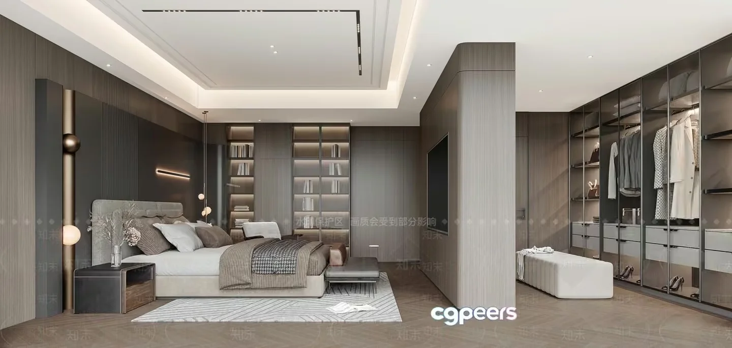 Modern Master Bedroom 3D Model – 2467 – CORONA Render