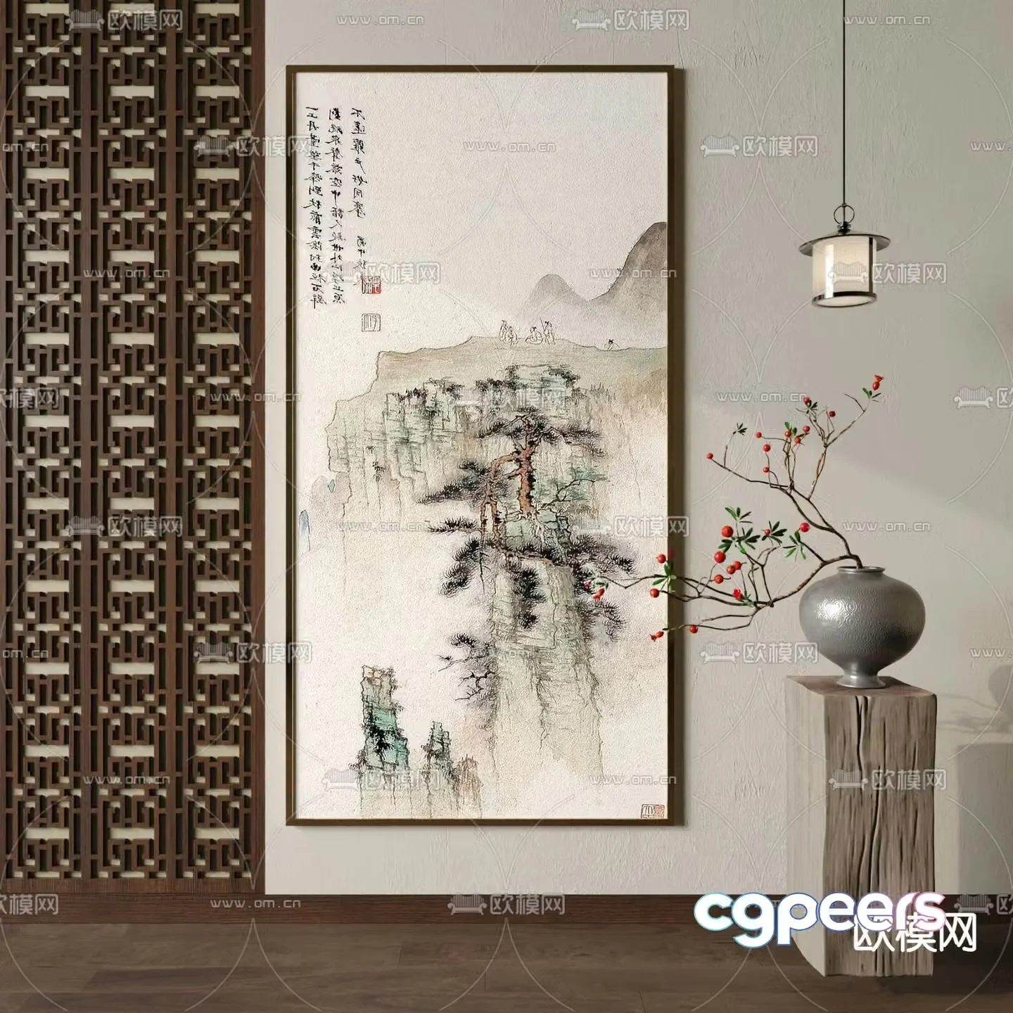 New Chinese landscape painting Art painting Decorative painting 3D model