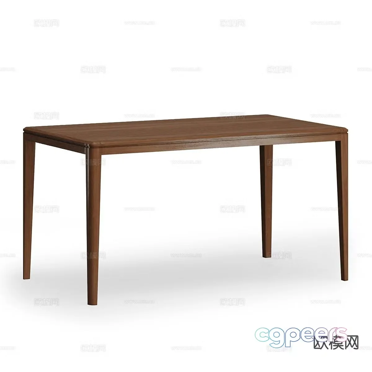 solid wood dining table 3d model