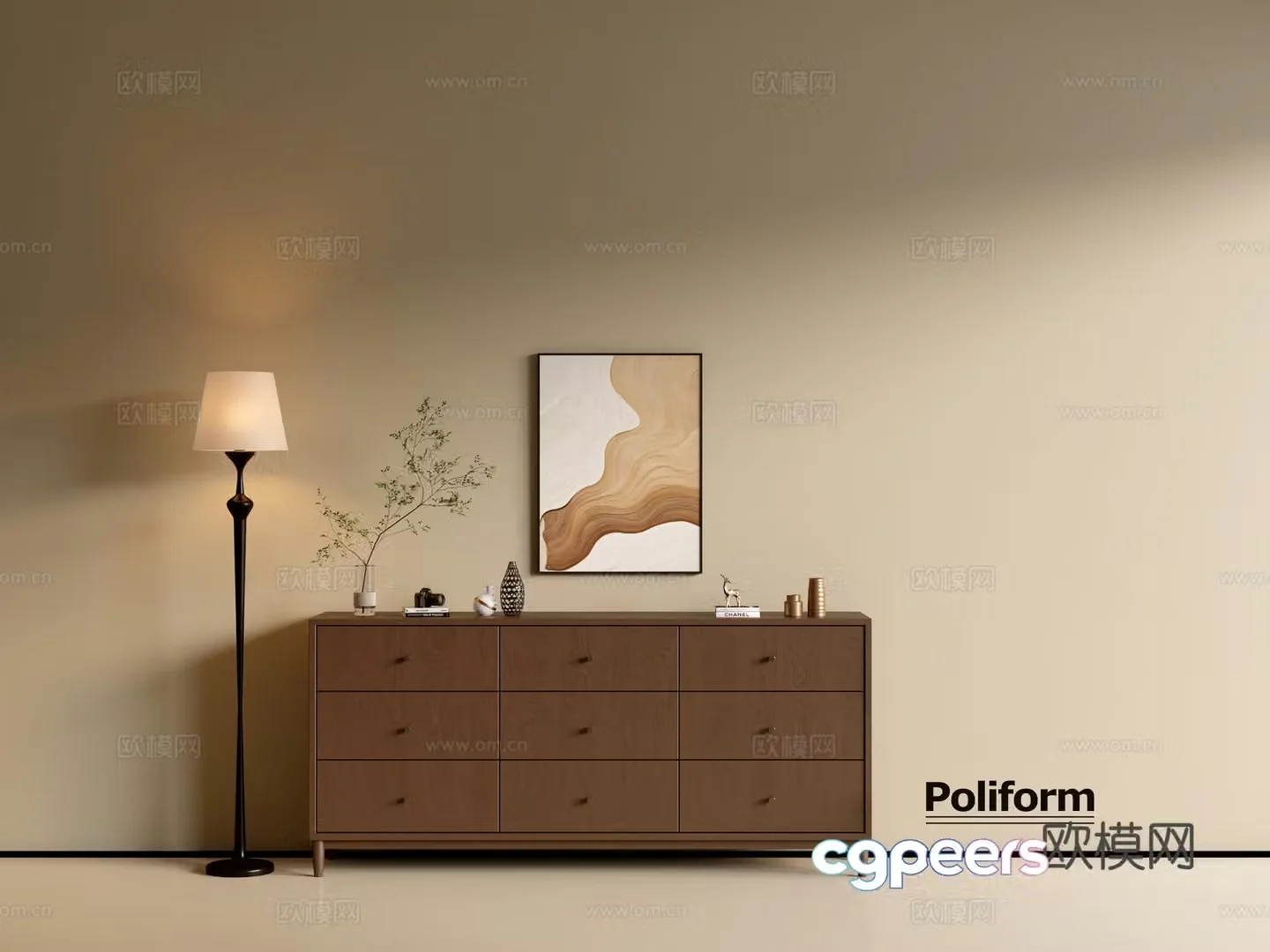 Modern wood grain cabinet ins wind minimalist wind cabinet whole cabinet sideboard balcony cabinet storage 3D model