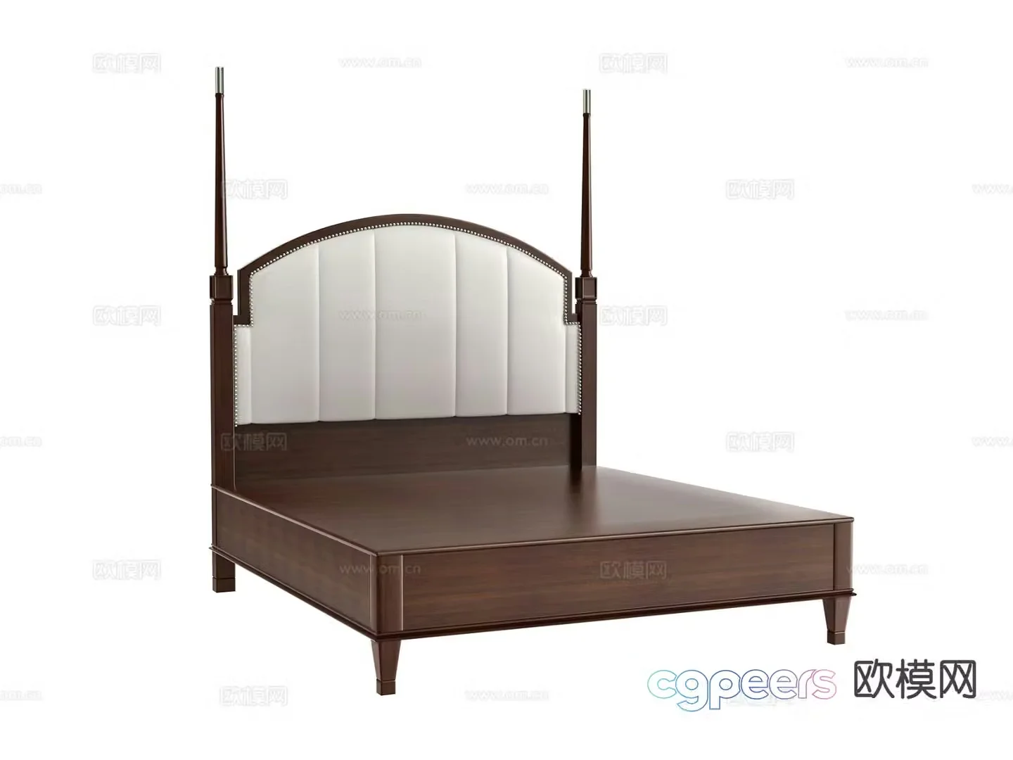 American double bed bed board 3d model