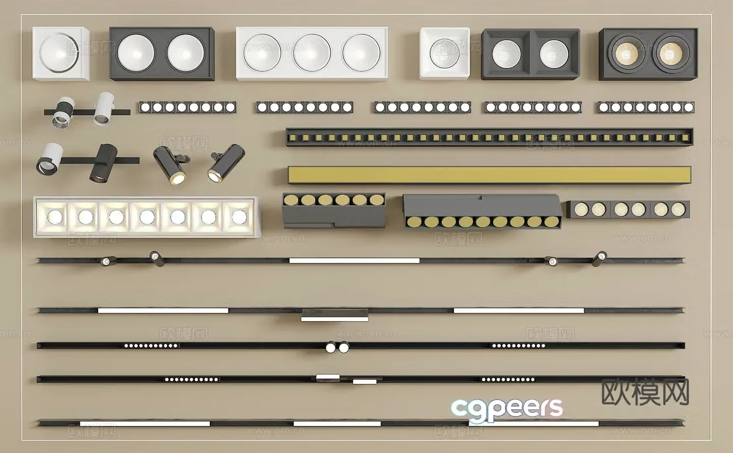 Track spotlight downlight linear lamp embedded downlight magnetic spotlight 3D model