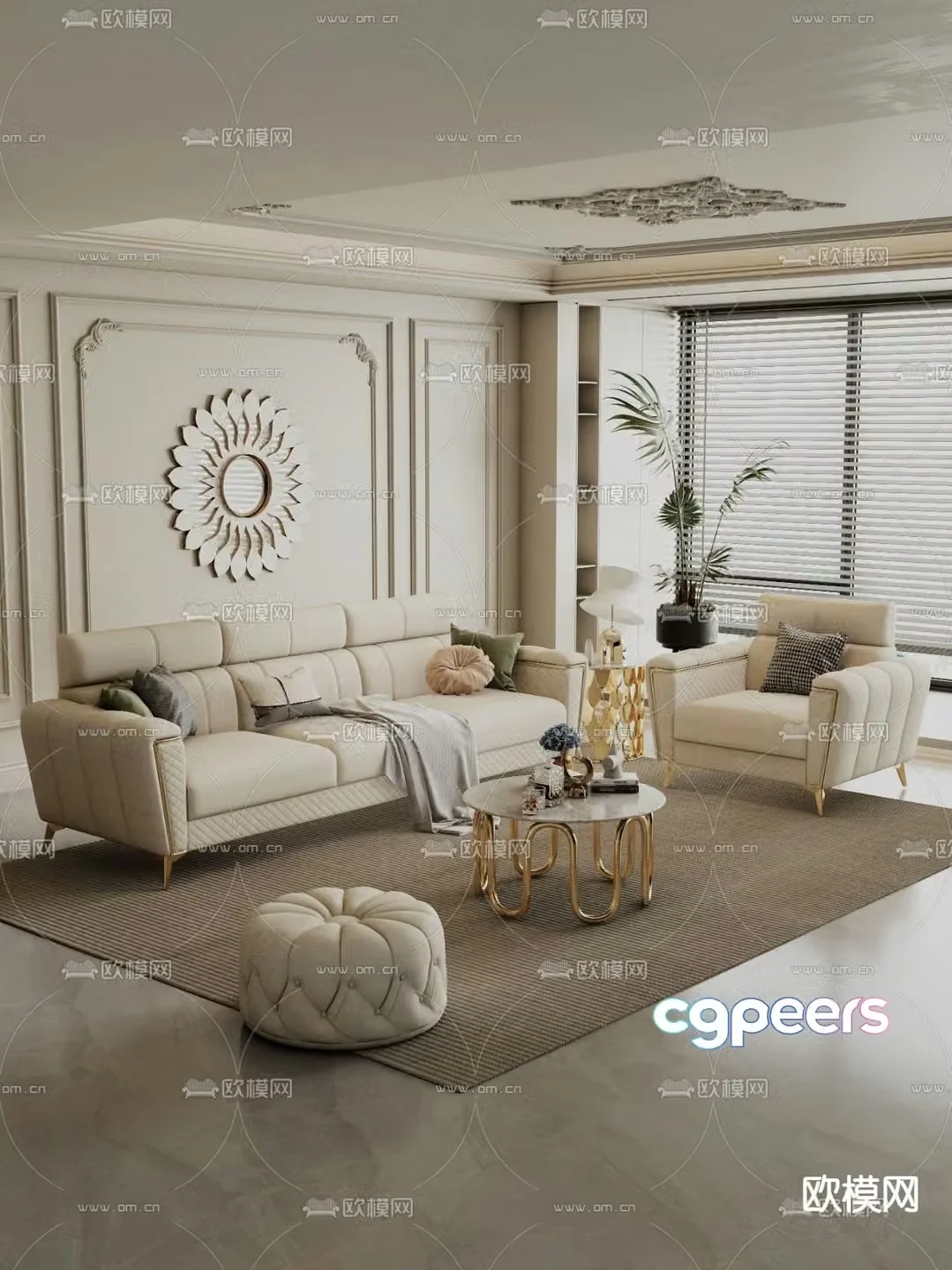 Simple European modular sofa 3D model