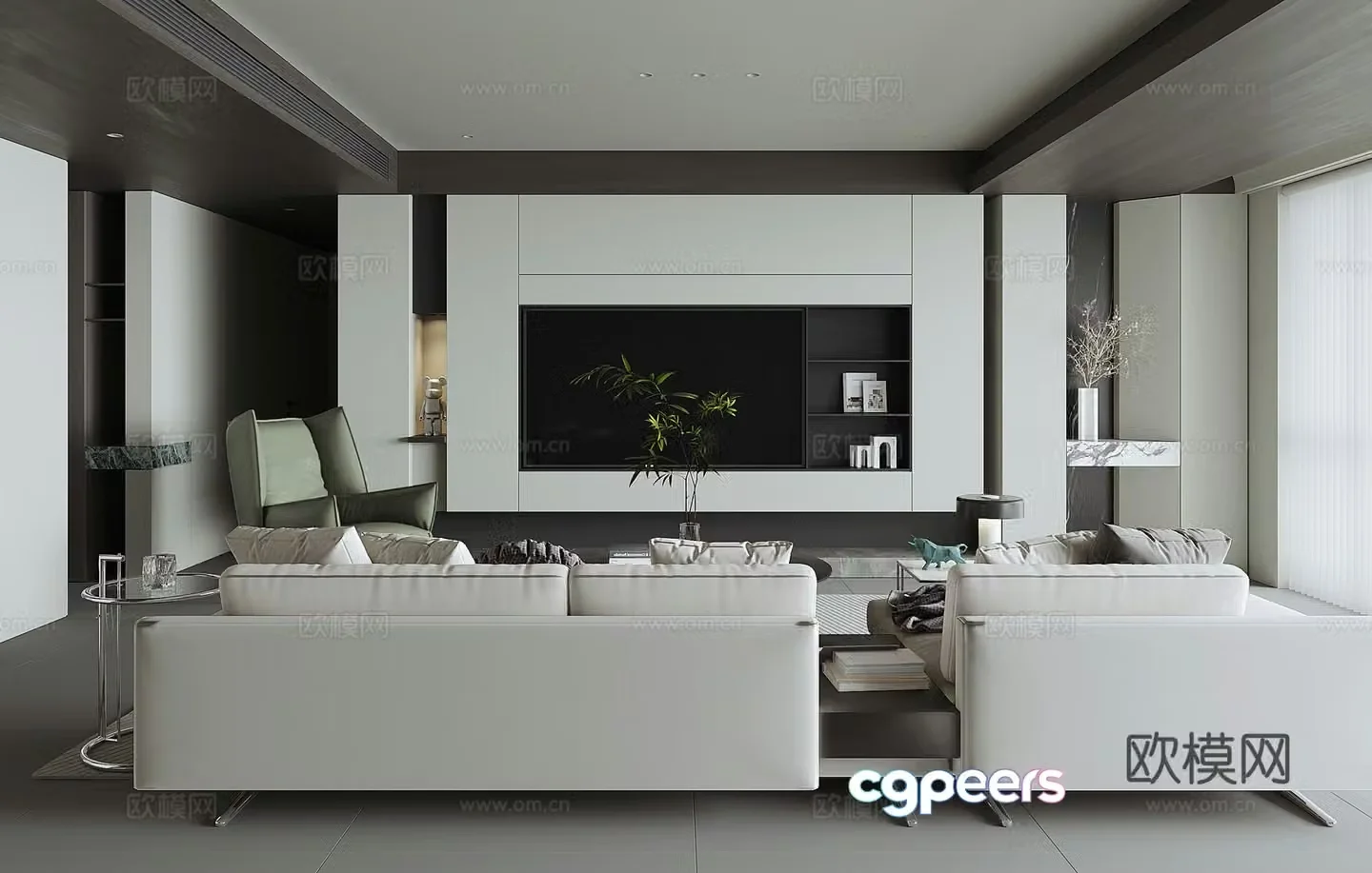 Modern home living room 3d model