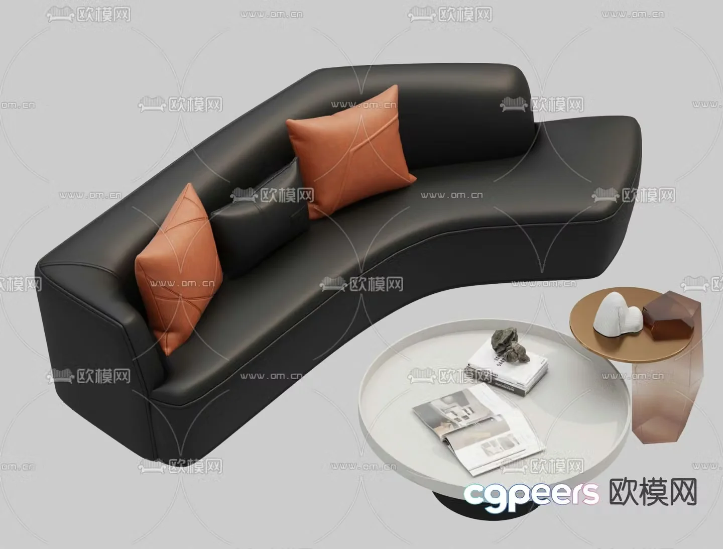 Office sofa leather sofa 3d model