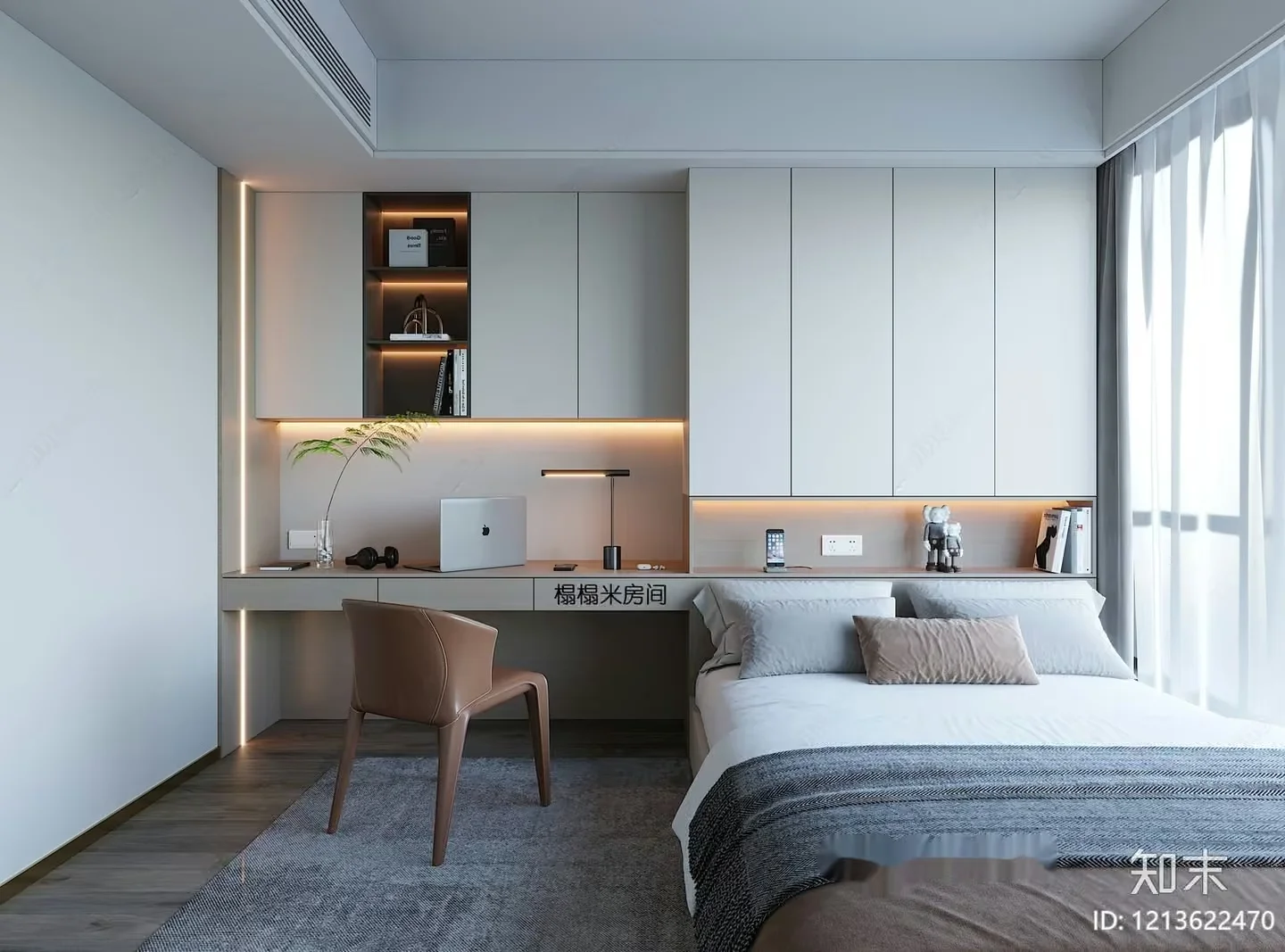 Modern Minimalist Bedroom 3D Model – 21672 – VRAY Render