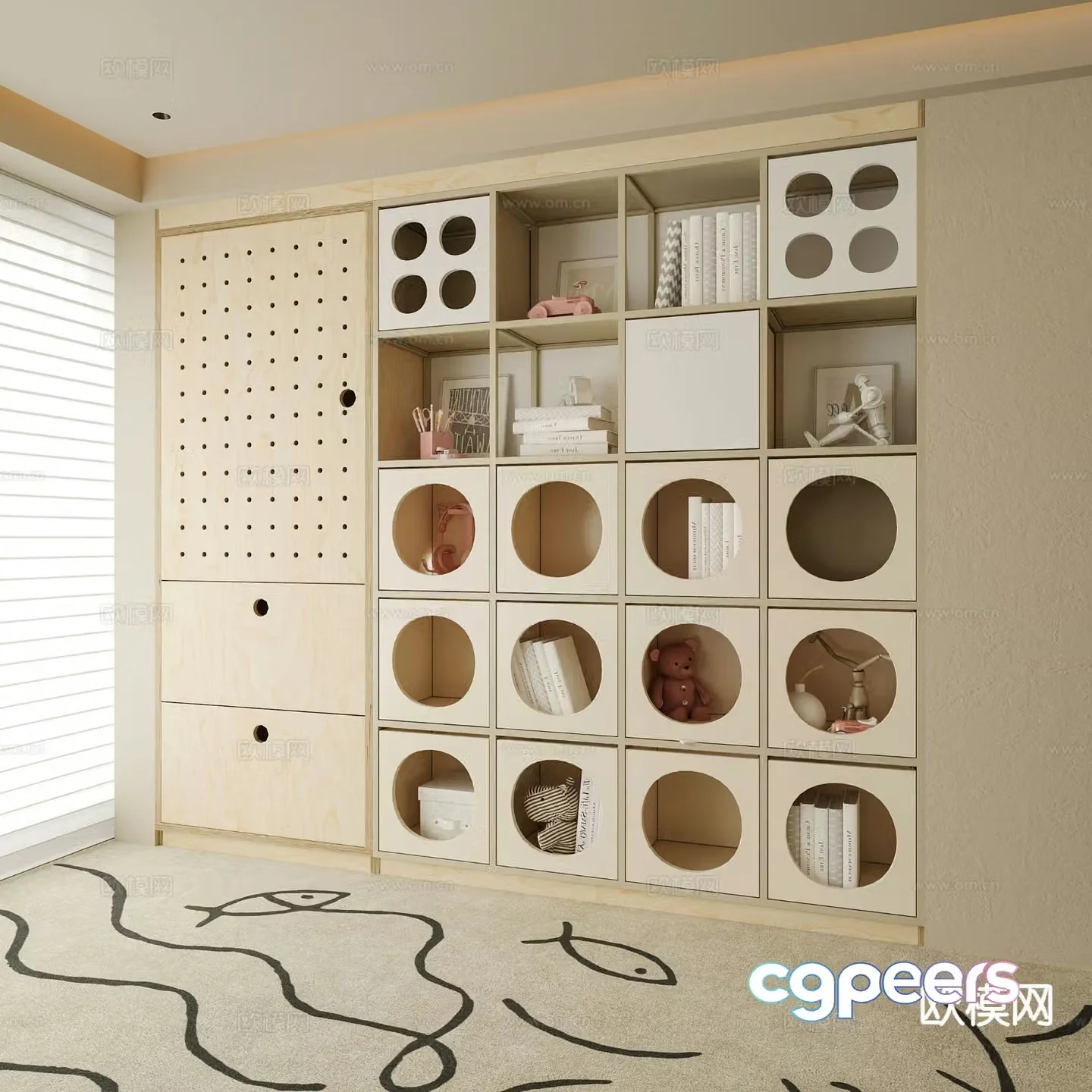 Modern children’s cabinet bookcase 3d model