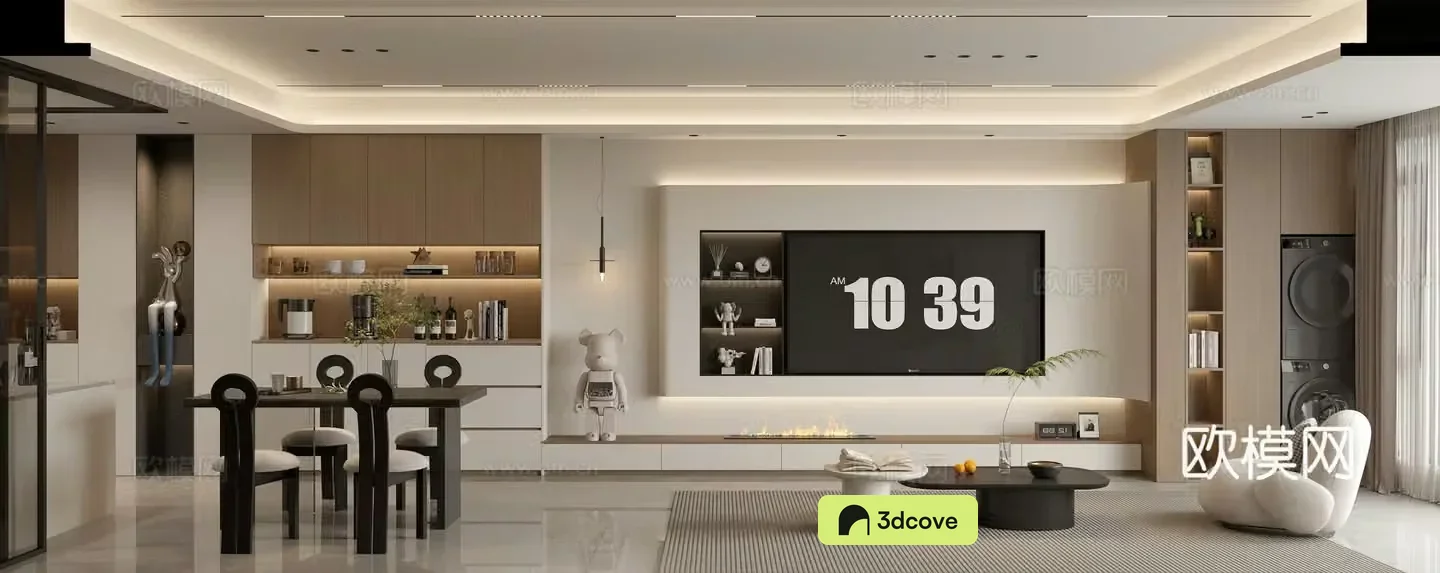 Modern living and dining room
