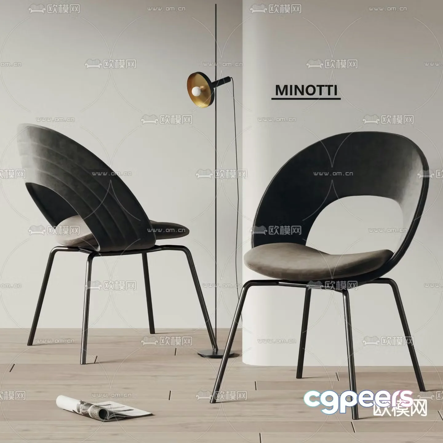 minotti Italian chair dining chair 3d model